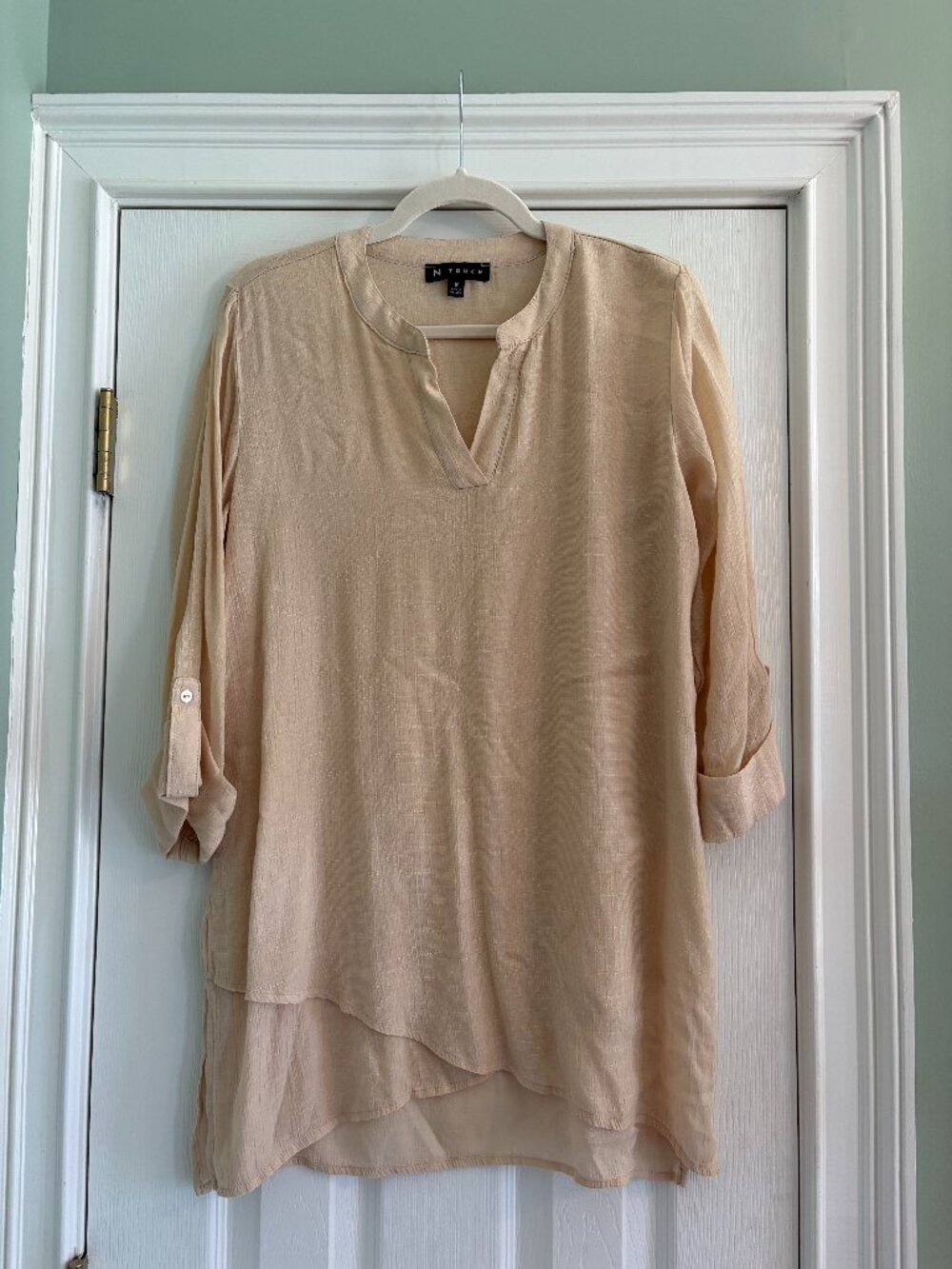 N Touch Small Light Beige VNeck Blouse